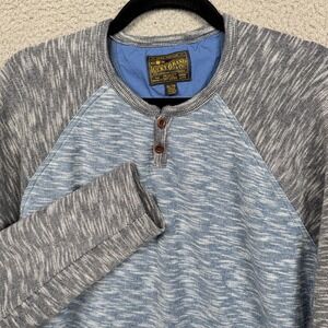 Lucky Brand Shirt Mens XL Blue Gray Henley Raglan Heritage Preppy Rugged Y2K